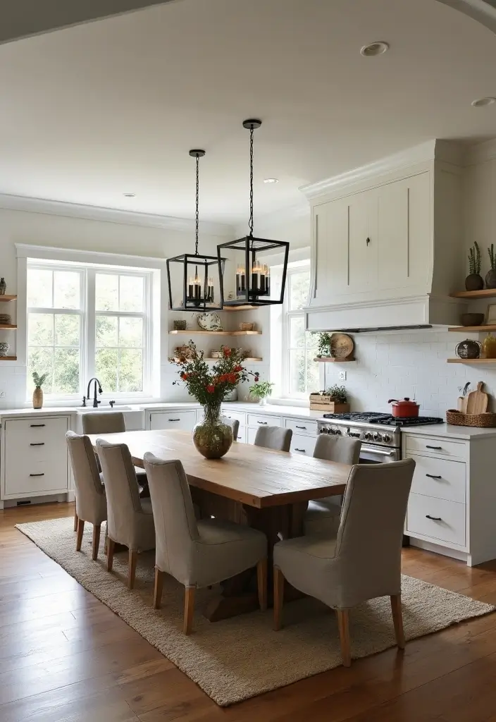 28 Farmhouse Kitchen Designs That Mix Rustic and Modern 25 28 Farmhouse Kitchen Designs That Mix Rustic and Modern - 25. Versatile Dining Areas