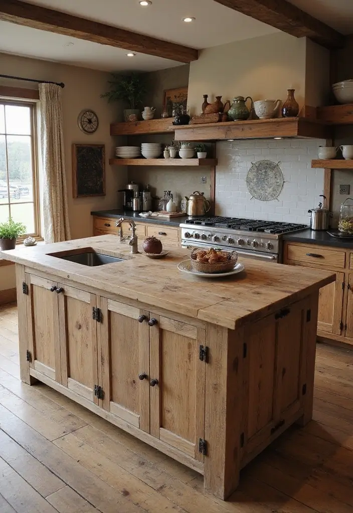 28 Farmhouse Kitchen Island Ideas You’ll Want to Copy 1 28 Farmhouse Kitchen Island Ideas You’ll Want to Copy - 1. Classic Reclaimed Wood Island
