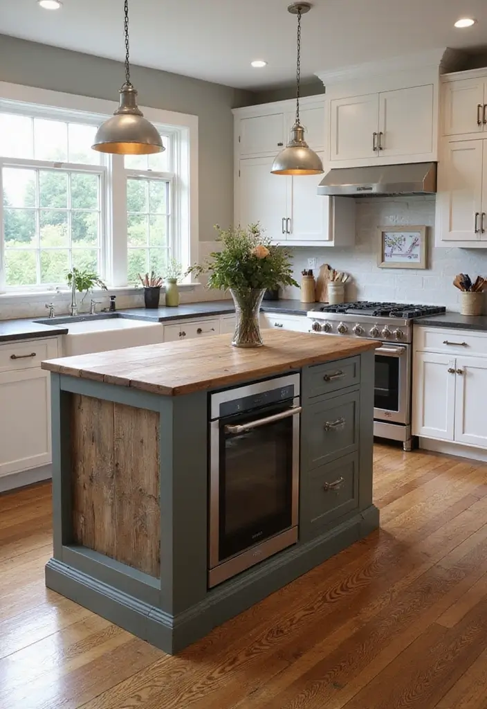 28 Farmhouse Kitchen Island Ideas You’ll Want to Copy 10 28 Farmhouse Kitchen Island Ideas You’ll Want to Copy - 10. Farmhouse Island with Built-in Appliances