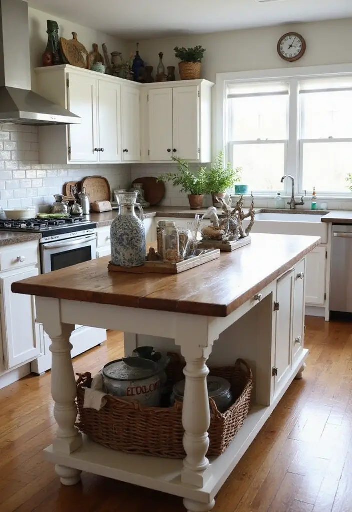 28 Farmhouse Kitchen Island Ideas You’ll Want to Copy 14 28 Farmhouse Kitchen Island Ideas You’ll Want to Copy - 14. Incorporating Vintage Finds