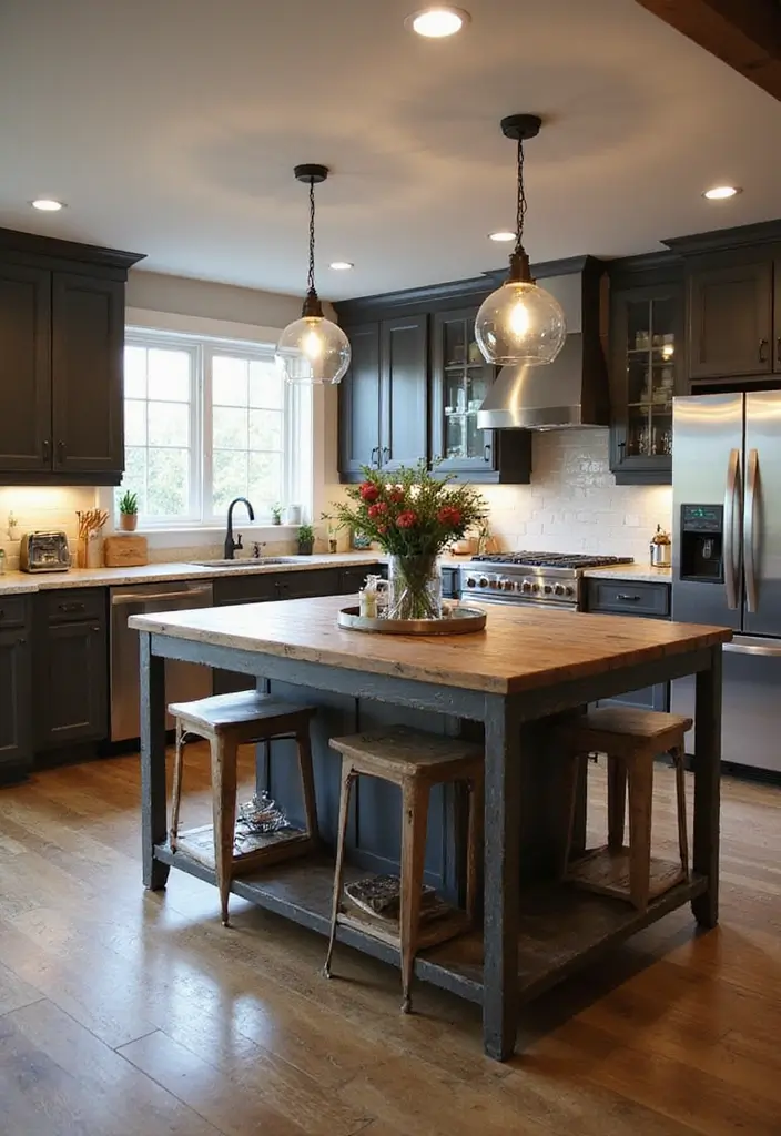 28 Farmhouse Kitchen Island Ideas You’ll Want to Copy 15 28 Farmhouse Kitchen Island Ideas You’ll Want to Copy - 15. Industrial Farmhouse Combo