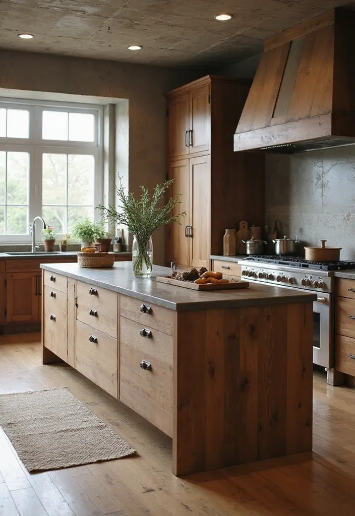 28 Farmhouse Kitchen Island Ideas You’ll Want to Copy 17 28 Farmhouse Kitchen Island Ideas You’ll Want to Copy - 17. Rustic Modern Hybrid Island
