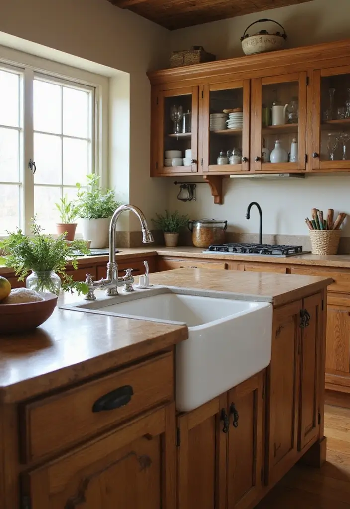 28 Farmhouse Kitchen Island Ideas You’ll Want to Copy 2 28 Farmhouse Kitchen Island Ideas You’ll Want to Copy - 2. Charming Farmhouse Sink-Powered Island