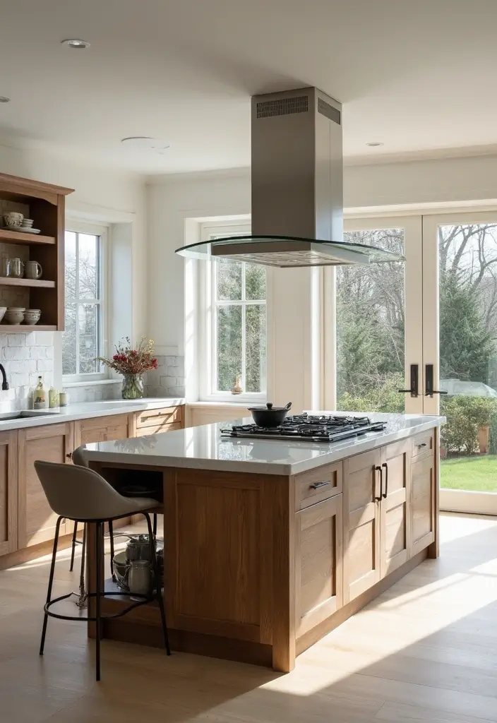 28 Farmhouse Kitchen Island Ideas You’ll Want to Copy 20 28 Farmhouse Kitchen Island Ideas You’ll Want to Copy - 20. Elegant Glass Top Island