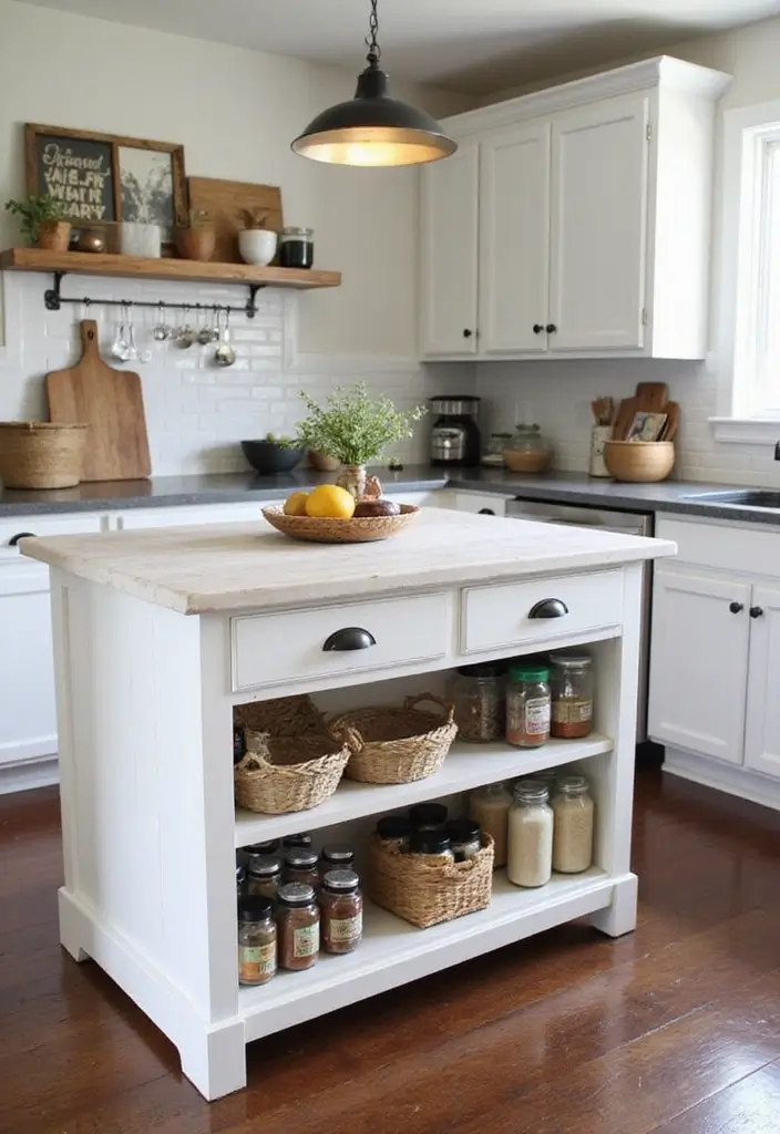 28 Farmhouse Kitchen Island Ideas You’ll Want to Copy 22 28 Farmhouse Kitchen Island Ideas You’ll Want to Copy - 22. Rustic Cuisine Island with Spice Rack