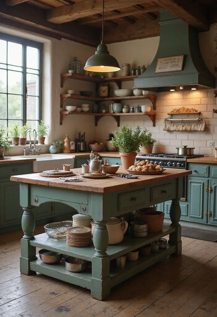 28 Farmhouse Kitchen Island Ideas You’ll Want to Copy 23 28 Farmhouse Kitchen Island Ideas You’ll Want to Copy - 23. Vintage-Style Kitchen Island