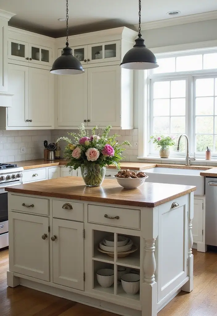 28 Farmhouse Kitchen Island Ideas You’ll Want to Copy 25 28 Farmhouse Kitchen Island Ideas You’ll Want to Copy - 25. Decorative Floral Accents Island