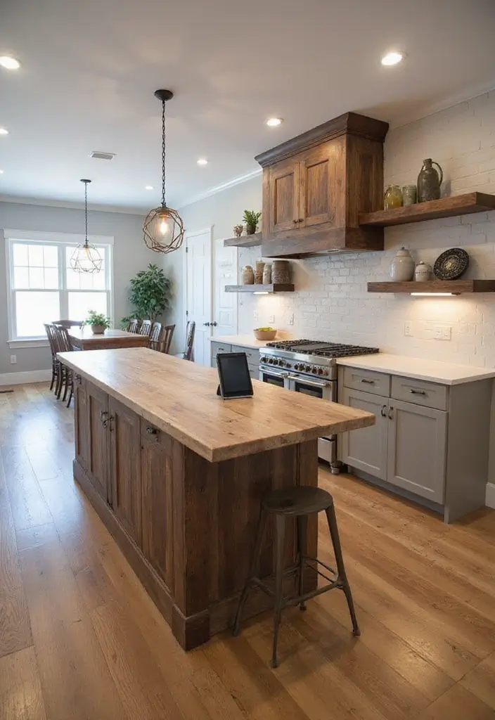 28 Farmhouse Kitchen Island Ideas You’ll Want to Copy 27 28 Farmhouse Kitchen Island Ideas You’ll Want to Copy - 27. Modern Rustic Island with Integrated Technology