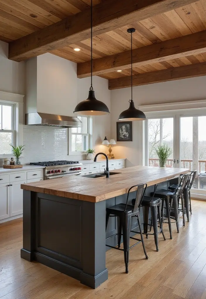 28 Farmhouse Kitchen Island Ideas You’ll Want to Copy 6 28 Farmhouse Kitchen Island Ideas You’ll Want to Copy - 6. Rustic Barndominium Style