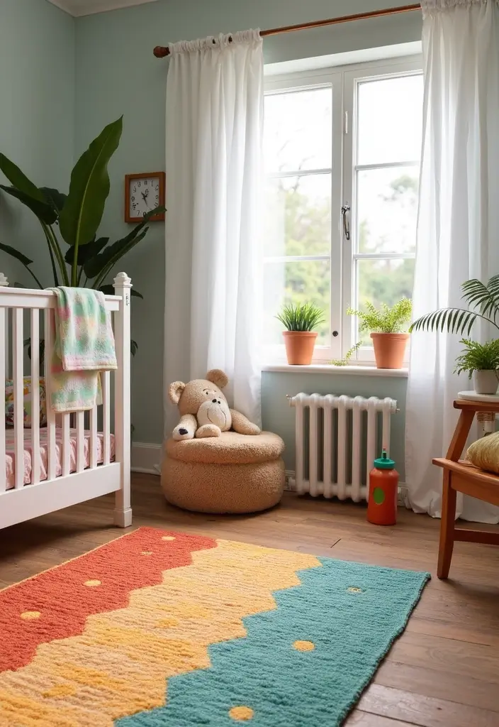 28 Farmhouse Nursery Designs Full of Charm and Comfort 10 28 Farmhouse Nursery Designs Full of Charm and Comfort - 10. Playful Rugs