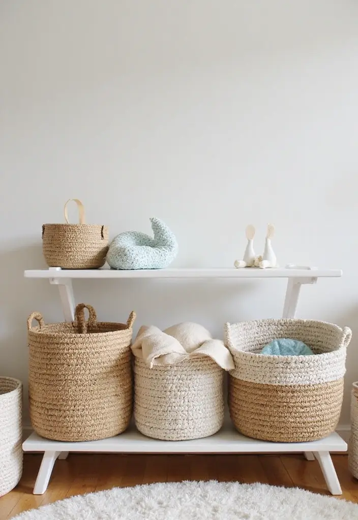 28 Farmhouse Nursery Designs Full of Charm and Comfort 14 28 Farmhouse Nursery Designs Full of Charm and Comfort - 14. Decorative Baskets