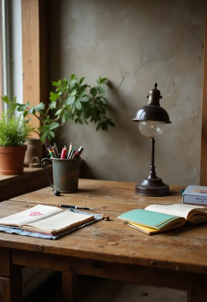 28 Farmhouse Office Inspirations That Balance Work and Style 1 28 Farmhouse Office Inspirations That Balance Work and Style - 1. Rustic Wooden Desks