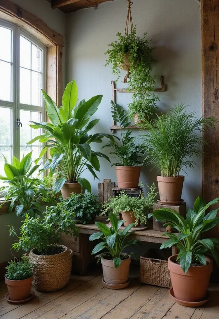 28 Farmhouse Office Inspirations That Balance Work and Style 12 28 Farmhouse Office Inspirations That Balance Work and Style - 13. Greenery and Indoor Plants