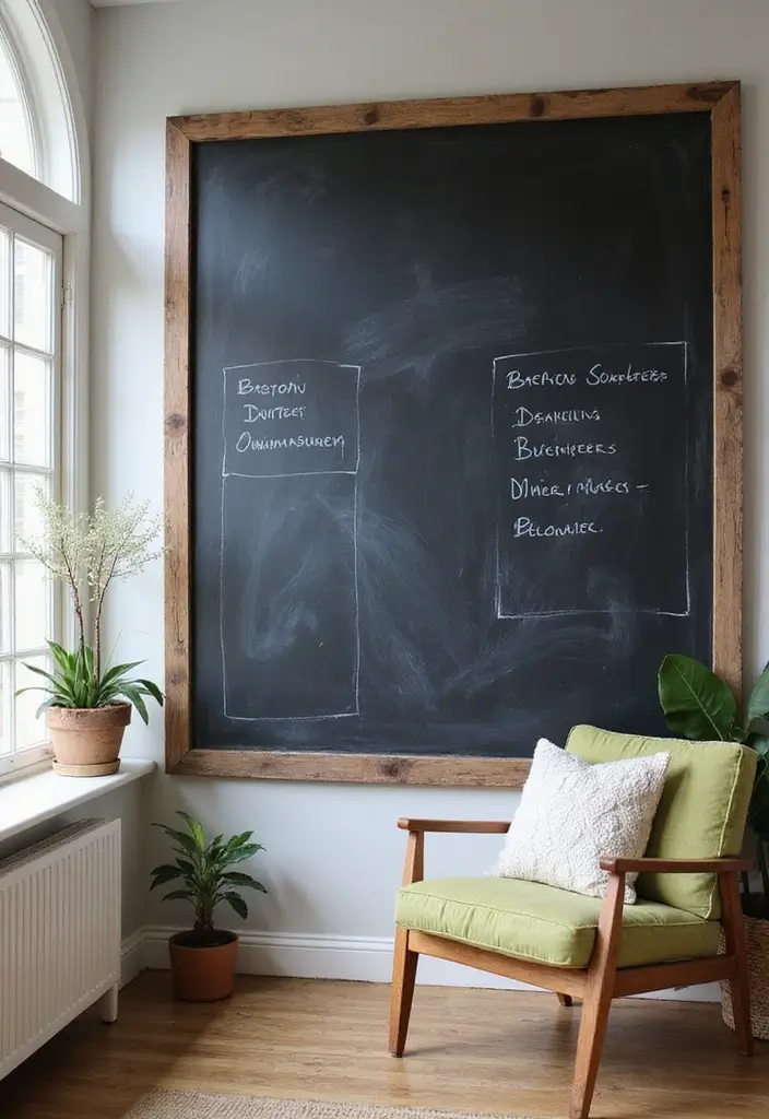 28 Farmhouse Office Inspirations That Balance Work and Style 24 28 Farmhouse Office Inspirations That Balance Work and Style - 25. Chalkboard Wall