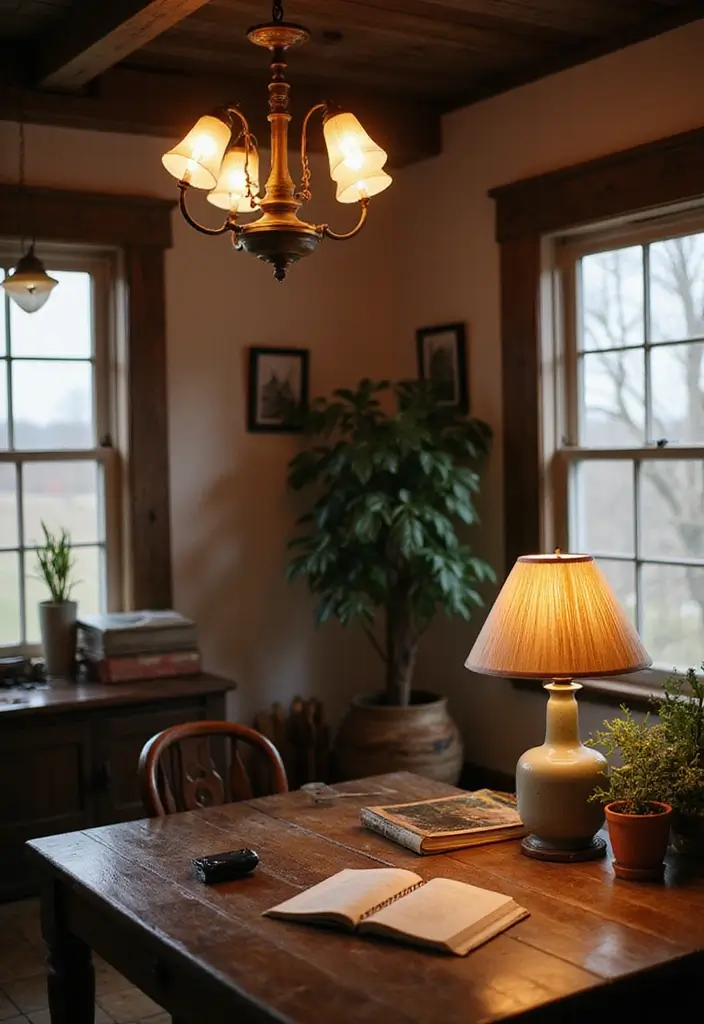 28 Farmhouse Office Inspirations That Balance Work and Style 8 28 Farmhouse Office Inspirations That Balance Work and Style - 9. Farmhouse Lighting Fixtures