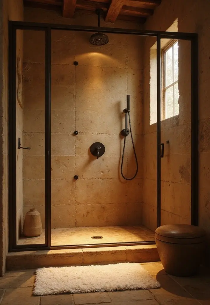 28 Farmhouse Shower Designs That Balance Comfort and Style 12 28 Farmhouse Shower Designs That Balance Comfort and Style - 12. Soft Lighting