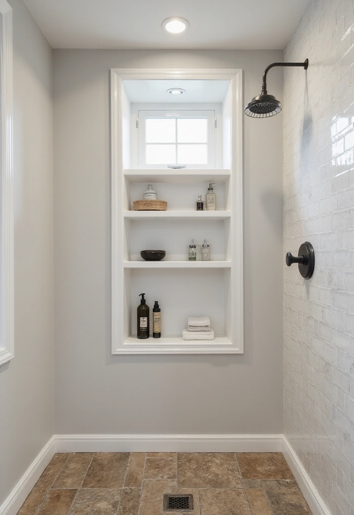 28 Farmhouse Shower Designs That Balance Comfort and Style 13 28 Farmhouse Shower Designs That Balance Comfort and Style - 13. Built-In Niches