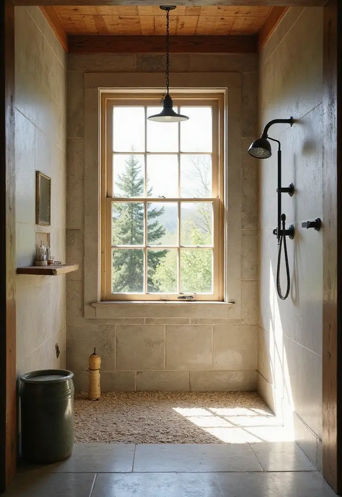 28 Farmhouse Shower Designs That Balance Comfort and Style 16 28 Farmhouse Shower Designs That Balance Comfort and Style - 16. Skylights and Windows