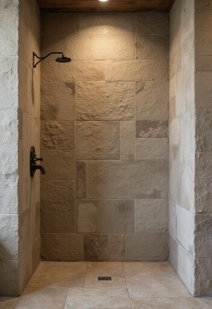 28 Farmhouse Shower Designs That Balance Comfort and Style 18 28 Farmhouse Shower Designs That Balance Comfort and Style - 18. Textured Wall Tiles