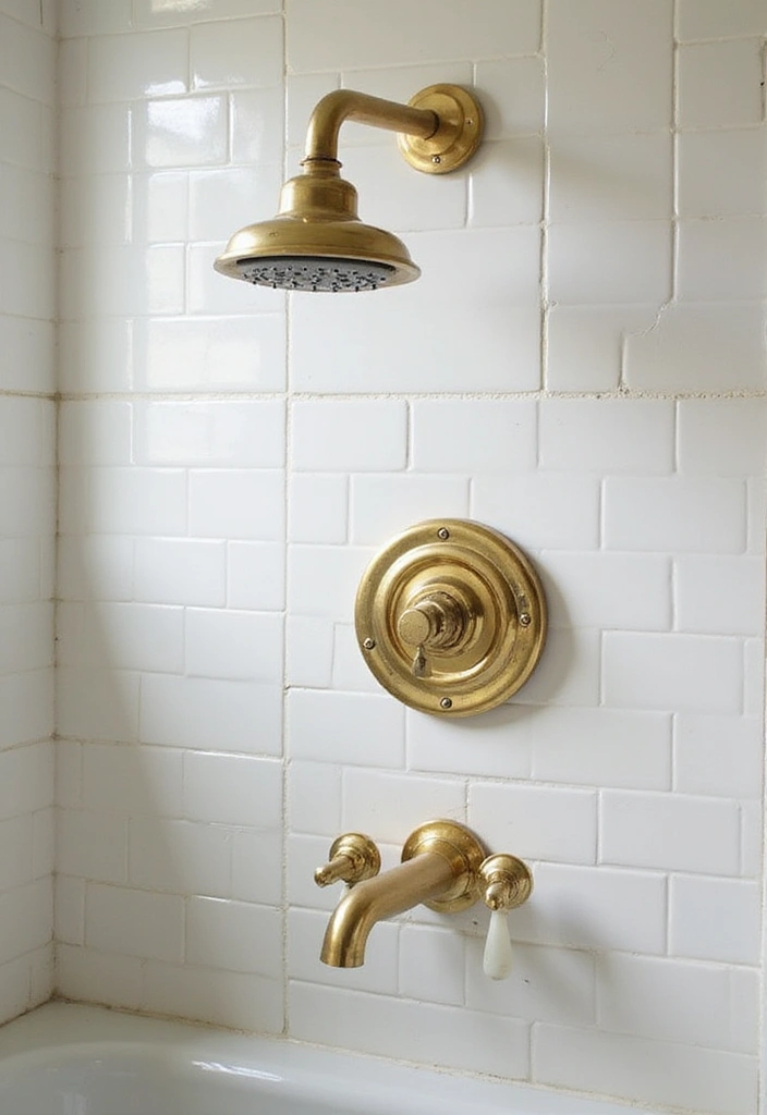 28 Farmhouse Shower Designs That Balance Comfort and Style 2 28 Farmhouse Shower Designs That Balance Comfort and Style - 2. Vintage Shower Fixtures