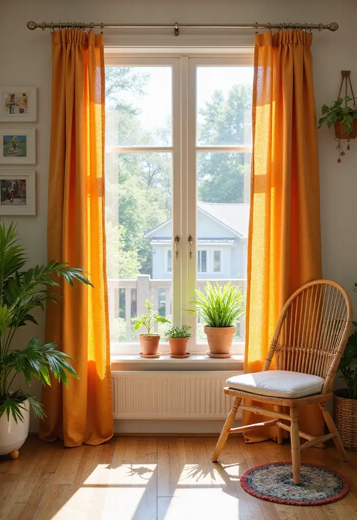 28 Farmhouse Style Curtain Ideas That Complete the Look 16 28 Farmhouse Style Curtain Ideas That Complete the Look - 16. Colorful Canvas Curtains