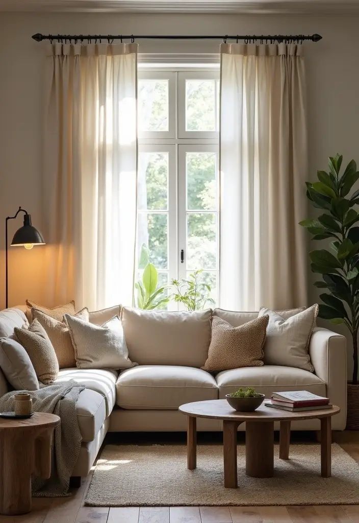 28 Farmhouse Style Curtain Ideas That Complete the Look 21 28 Farmhouse Style Curtain Ideas That Complete the Look - 21. Grommet Top Curtains