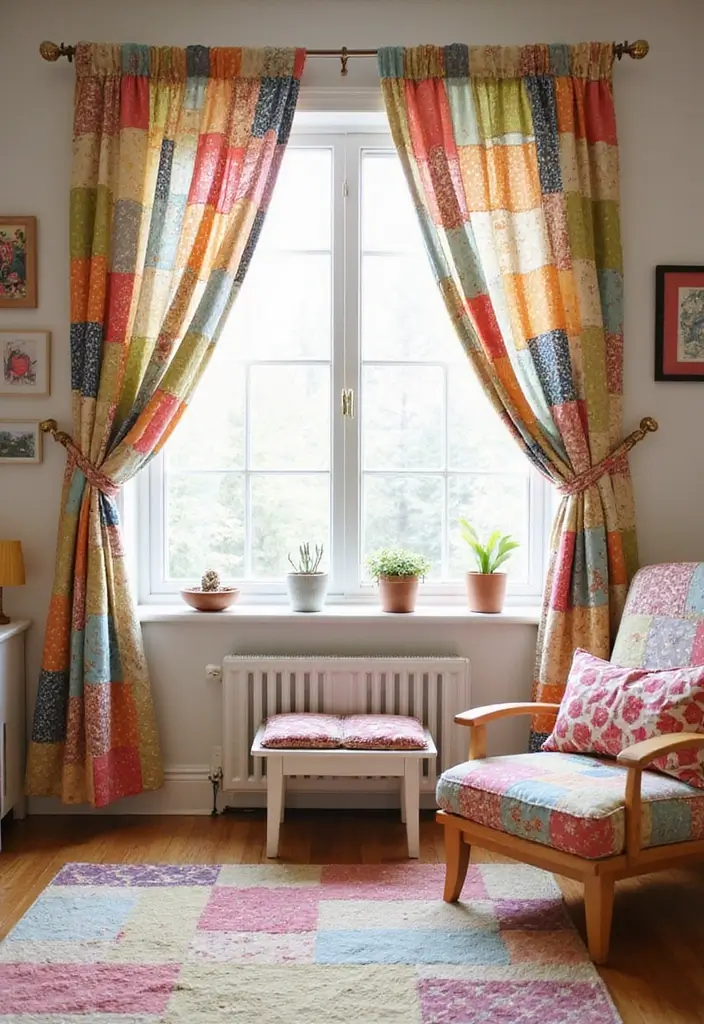 28 Farmhouse Style Curtain Ideas That Complete the Look 23 28 Farmhouse Style Curtain Ideas That Complete the Look - 23. Patchwork Curtains