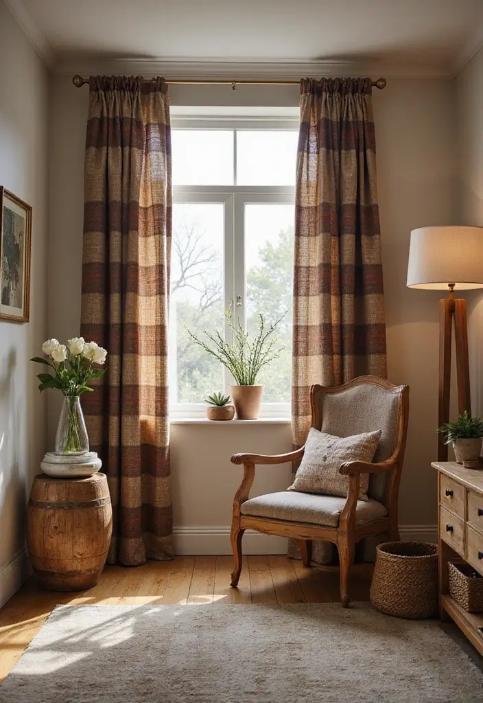 28 Farmhouse Style Curtain Ideas That Complete the Look 3 28 Farmhouse Style Curtain Ideas That Complete the Look - 3. Rustic Check Patterns