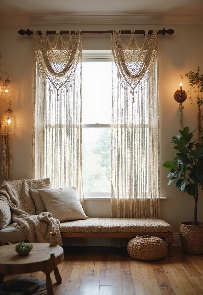 28 Farmhouse Style Curtain Ideas That Complete the Look 5 28 Farmhouse Style Curtain Ideas That Complete the Look - 5. DIY Macrame Curtains