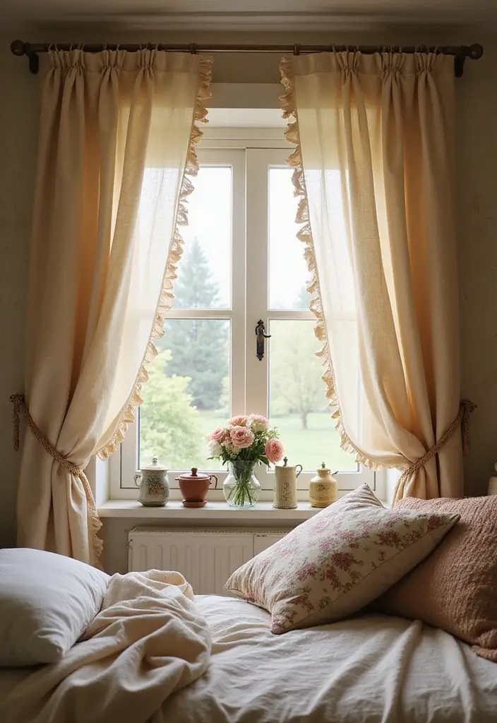 28 Farmhouse Style Curtain Ideas That Complete the Look 7 28 Farmhouse Style Curtain Ideas That Complete the Look - 7. Soft Ruffled Curtains