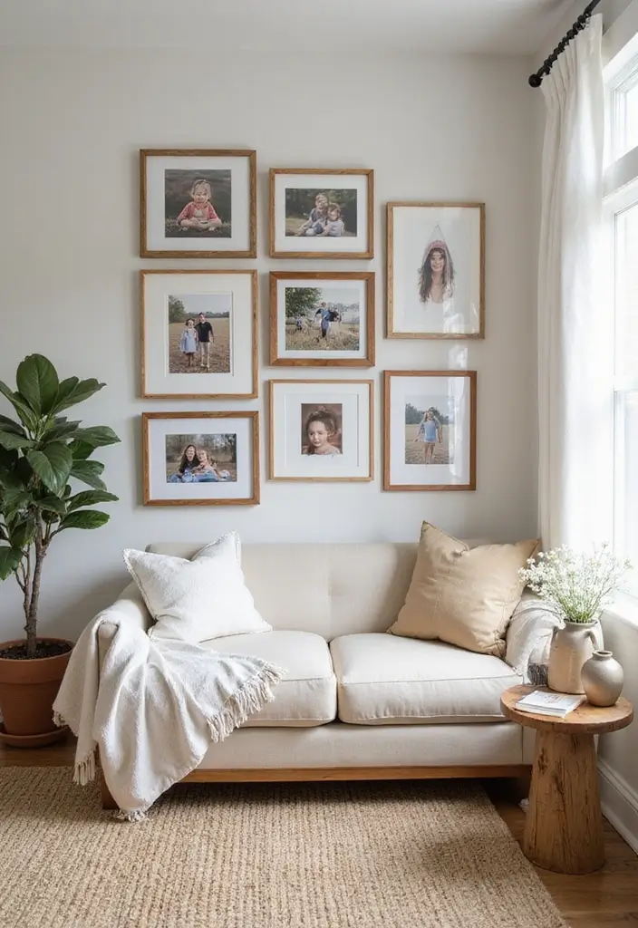 28 Modern Farmhouse Living Room Ideas Full of Style 24 28 Modern Farmhouse Living Room Ideas Full of Style - 24. Family Photos as Decor