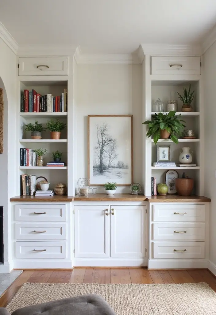 28 Modern Farmhouse Living Room Ideas Full of Style 25 28 Modern Farmhouse Living Room Ideas Full of Style - 25. Custom-Built Shelves