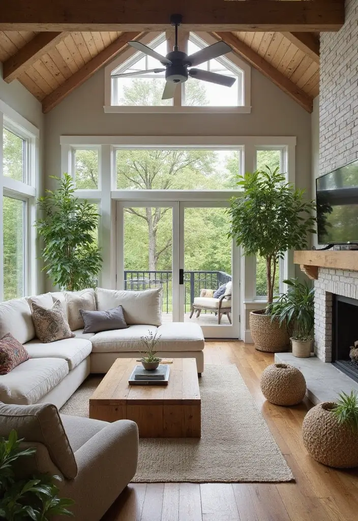 28 Modern Farmhouse Living Room Ideas Full of Style 28 28 Modern Farmhouse Living Room Ideas Full of Style - 28. Incorporating Outdoor Elements