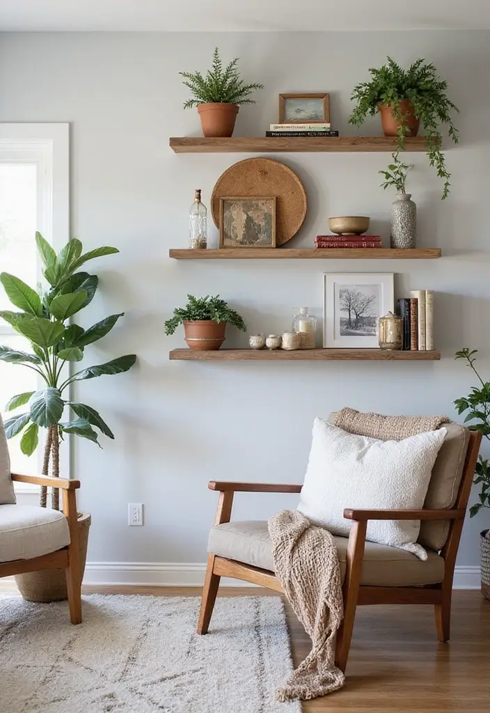 28 Modern Farmhouse Living Room Ideas Full of Style 9 28 Modern Farmhouse Living Room Ideas Full of Style - 9. Open Shelving