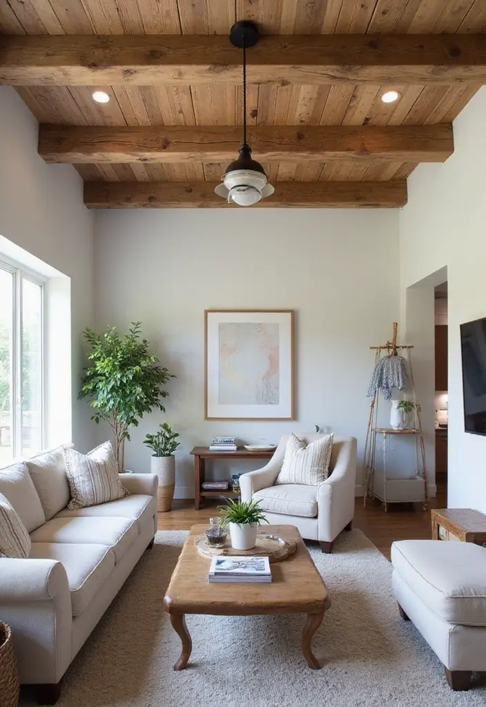 29 Farmhouse Ceiling Ideas That Add Rustic Drama 17 29 Farmhouse Ceiling Ideas That Add Rustic Drama - 17. Rustic Ceiling Beams with Paint