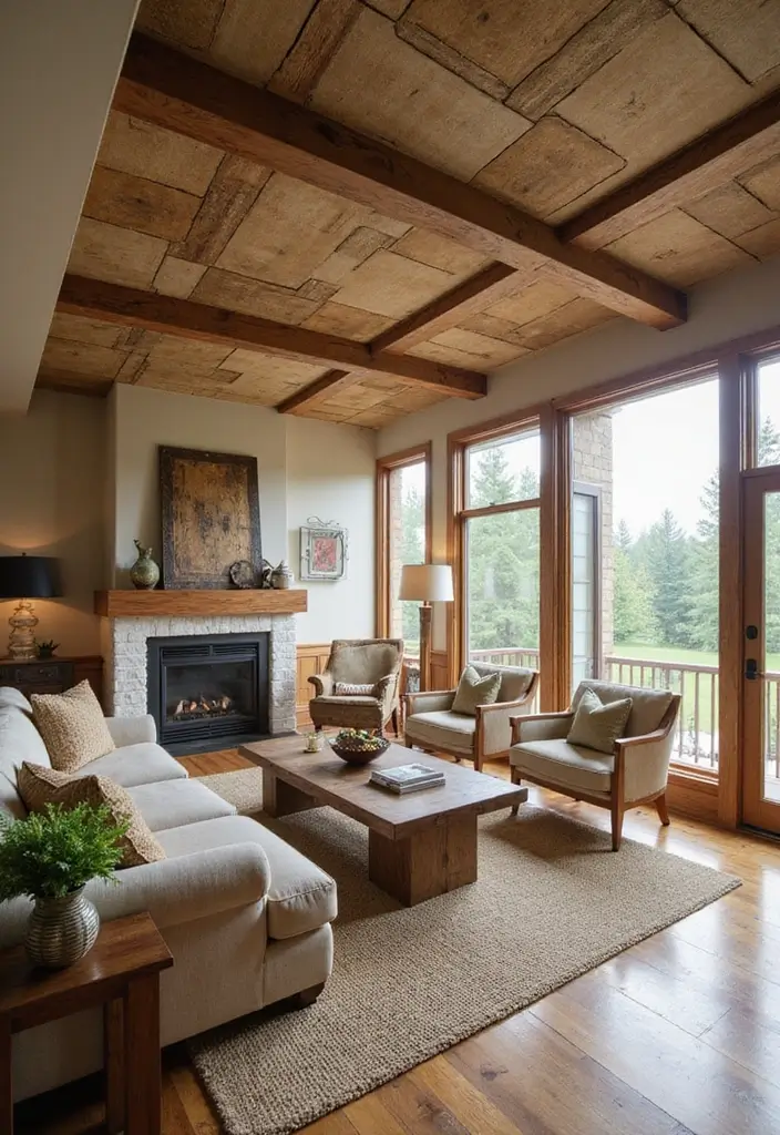 29 Farmhouse Ceiling Ideas That Add Rustic Drama 27 29 Farmhouse Ceiling Ideas That Add Rustic Drama - 27. Acoustic Panels with Rustic Finishes