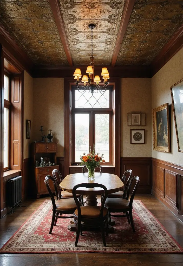 29 Farmhouse Ceiling Ideas That Add Rustic Drama 4 29 Farmhouse Ceiling Ideas That Add Rustic Drama - 4. Vintage Tin Tiles