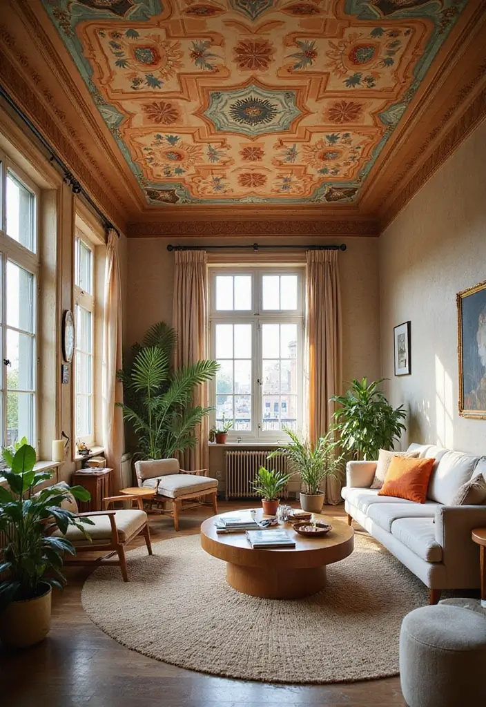 29 Farmhouse Ceiling Ideas That Add Rustic Drama 5 29 Farmhouse Ceiling Ideas That Add Rustic Drama - 5. Painted Ceiling Patterns