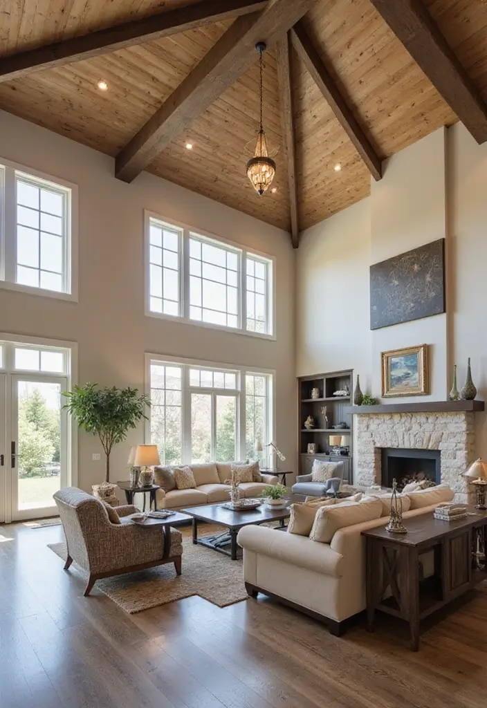 29 Farmhouse Ceiling Ideas That Add Rustic Drama 7 29 Farmhouse Ceiling Ideas That Add Rustic Drama - 7. Vaulted Ceilings