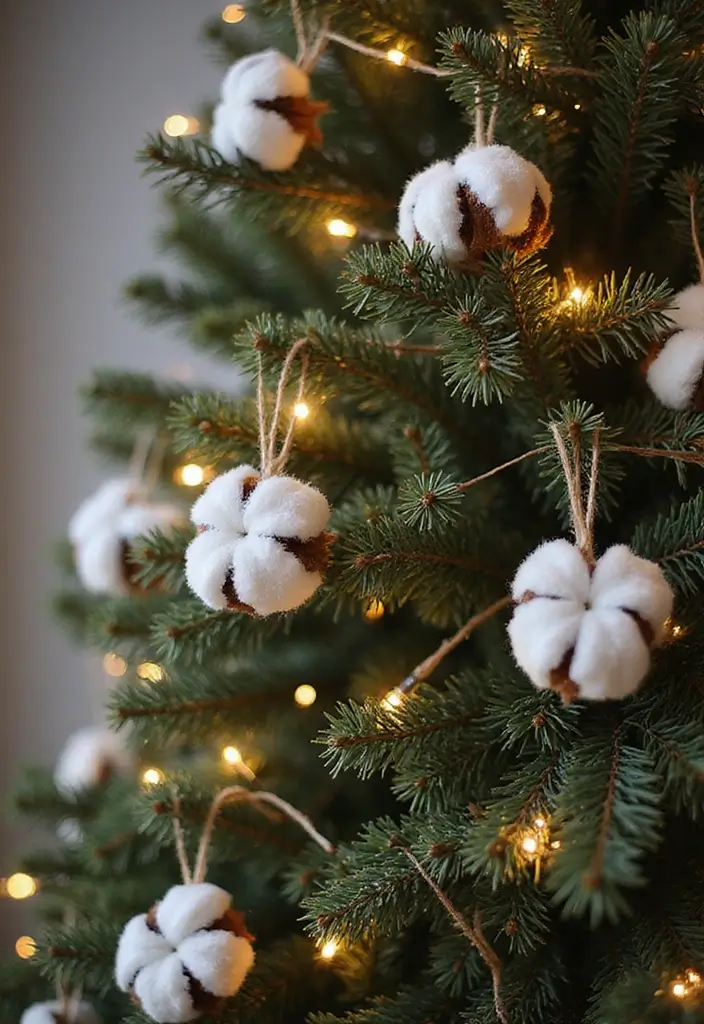 29 Farmhouse Christmas Tree Ideas for a Magical Holiday 10 29 Farmhouse Christmas Tree Ideas for a Magical Holiday - 10. Snowy Cotton Accents