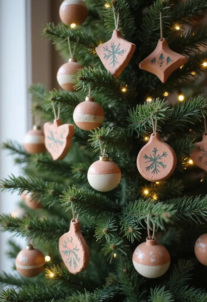 29 Farmhouse Christmas Tree Ideas for a Magical Holiday 11 29 Farmhouse Christmas Tree Ideas for a Magical Holiday - 11. Handmade Clay Ornaments