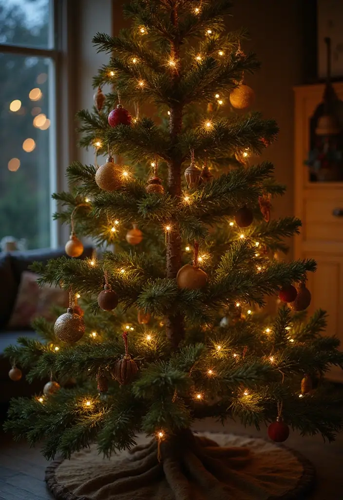 29 Farmhouse Christmas Tree Ideas for a Magical Holiday 12 29 Farmhouse Christmas Tree Ideas for a Magical Holiday - 12. Twinkling Fairy Lights