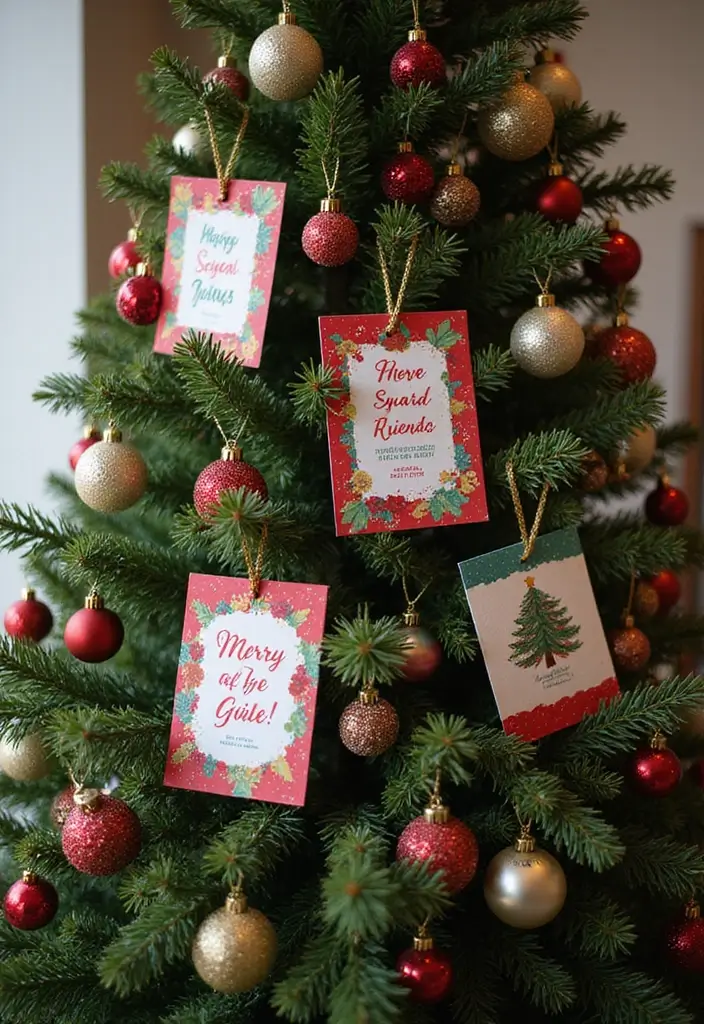 29 Farmhouse Christmas Tree Ideas for a Magical Holiday 17 29 Farmhouse Christmas Tree Ideas for a Magical Holiday - 17. Festive Christmas Cards