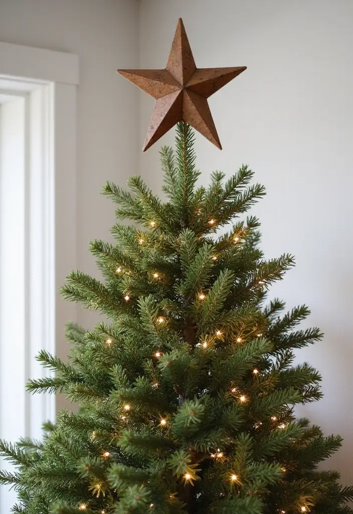 29 Farmhouse Christmas Tree Ideas for a Magical Holiday 18 29 Farmhouse Christmas Tree Ideas for a Magical Holiday - 18. Rustic Farmhouse Star Tree Topper