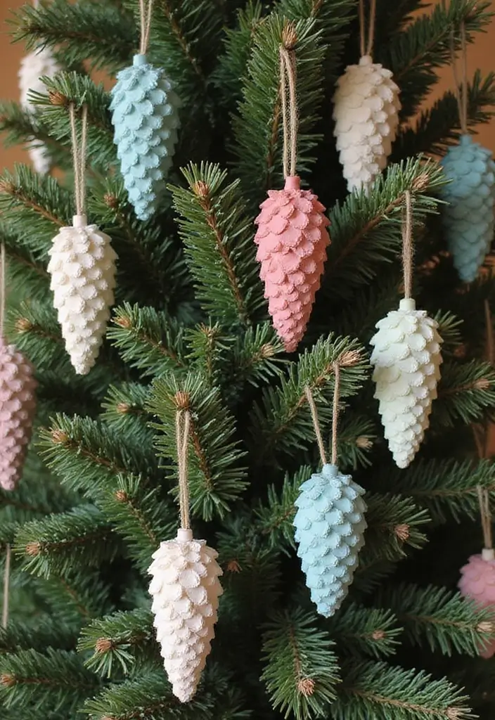 29 Farmhouse Christmas Tree Ideas for a Magical Holiday 2 29 Farmhouse Christmas Tree Ideas for a Magical Holiday - 2. Farmhouse-Style Painted Pine Cones