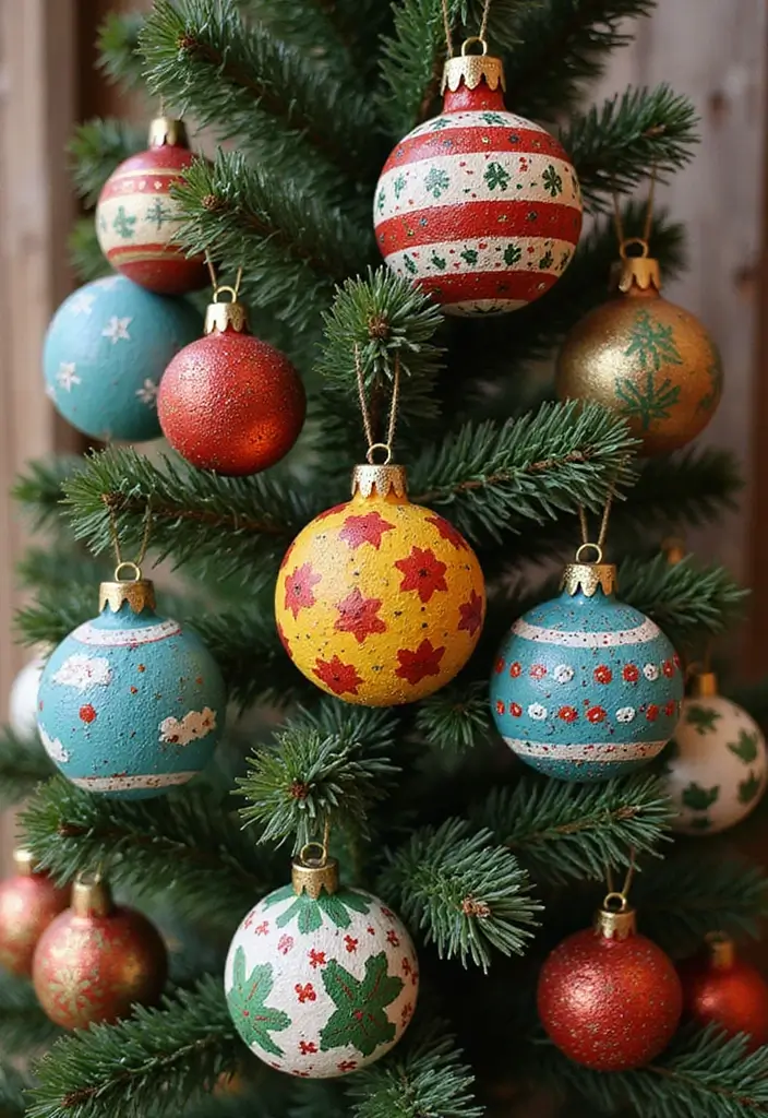 29 Farmhouse Christmas Tree Ideas for a Magical Holiday 21 29 Farmhouse Christmas Tree Ideas for a Magical Holiday - 21. Hand-Painted Wooden Ornaments