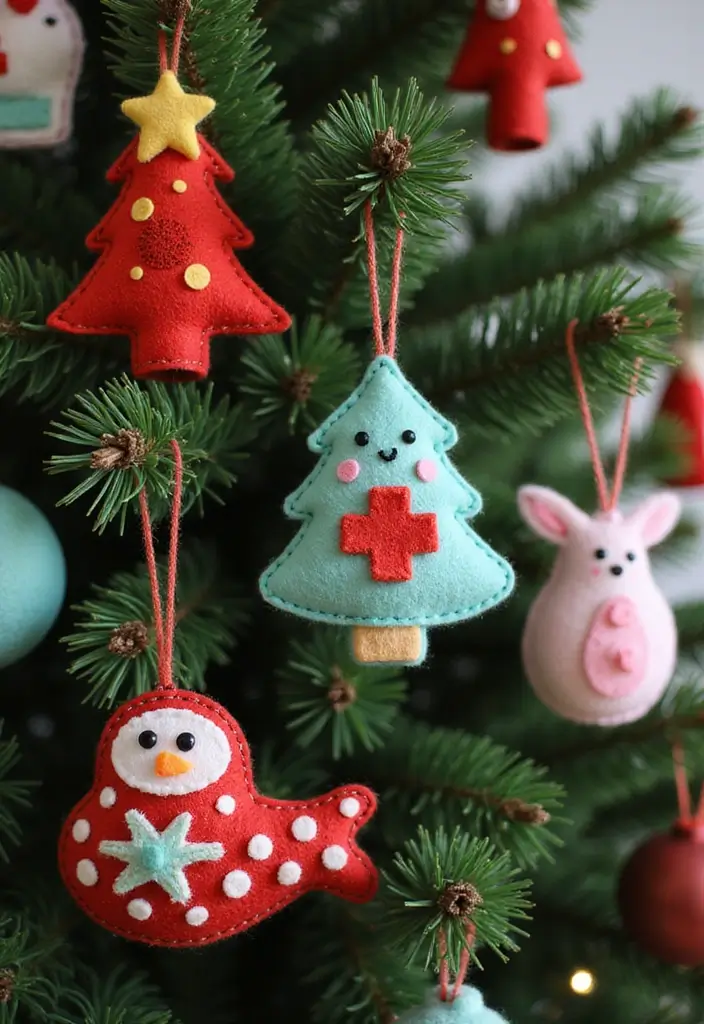 29 Farmhouse Christmas Tree Ideas for a Magical Holiday 6 29 Farmhouse Christmas Tree Ideas for a Magical Holiday - 6. Whimsical Felt Ornaments