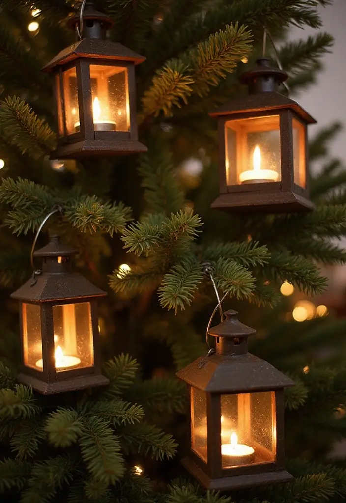 29 Farmhouse Christmas Tree Ideas for a Magical Holiday 9 29 Farmhouse Christmas Tree Ideas for a Magical Holiday - 9. Rustic Lanterns