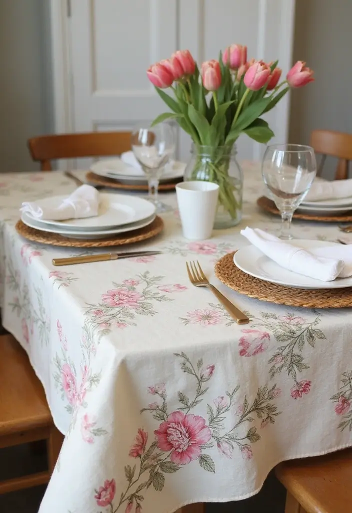 29 Farmhouse Easter Decor Inspirations You’ll Love 16 29 Farmhouse Easter Decor Inspirations You’ll Love - 16. Vintage Inspired Tablecloths