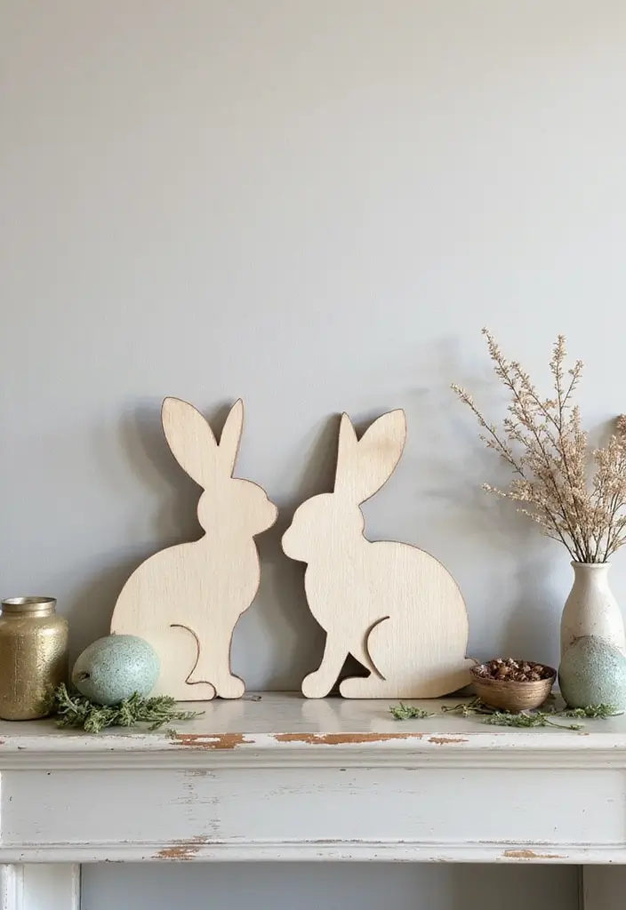 29 Farmhouse Easter Decor Inspirations You’ll Love 2 29 Farmhouse Easter Decor Inspirations You’ll Love - 2. Rustic Wooden Bunny Decor